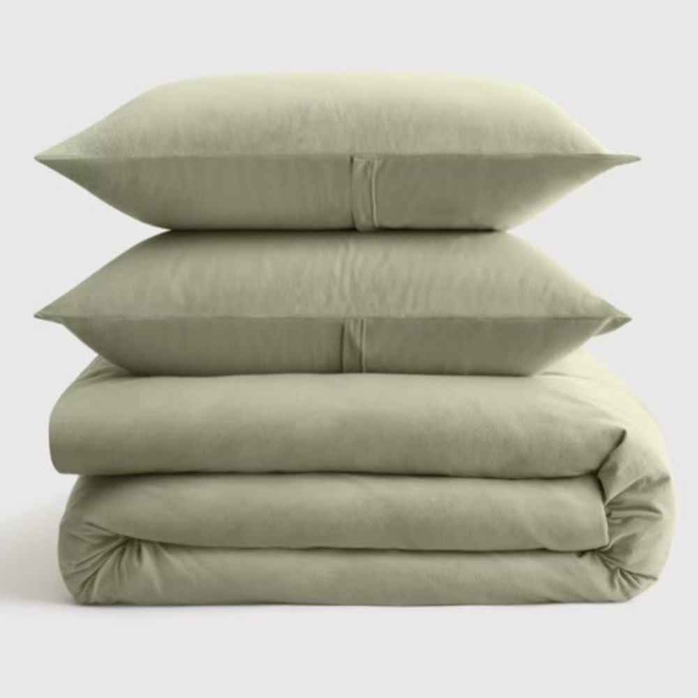 Quince Organic Jersey Duvet Cover Set Moss King/Cal King NWOT